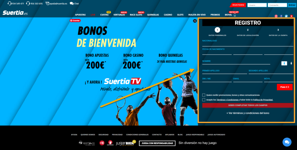 como registrarse en Suertia