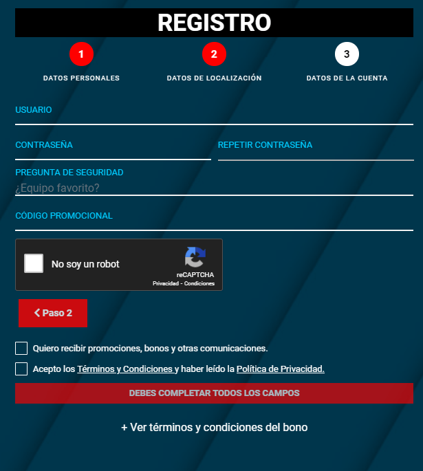 registrarse en el casino Suertia