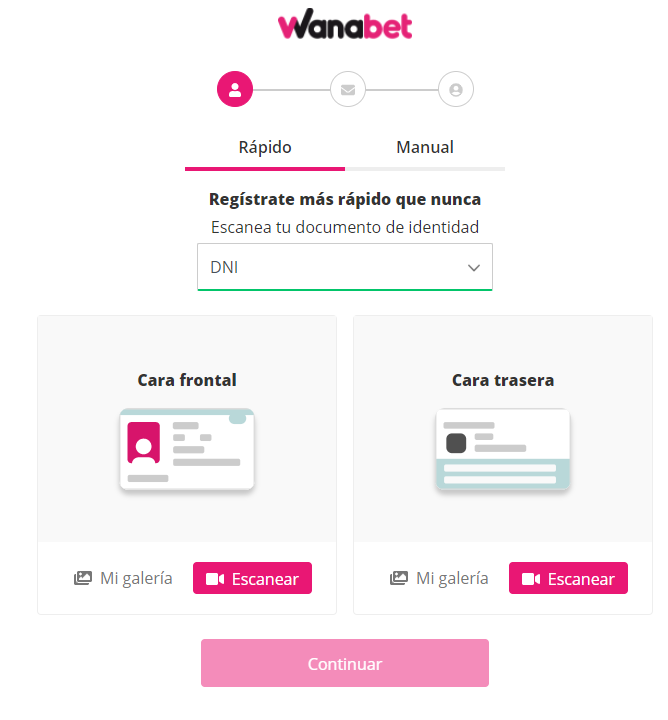 registro en la casa Wanabet