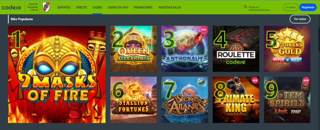 codere mejores tragamonedas