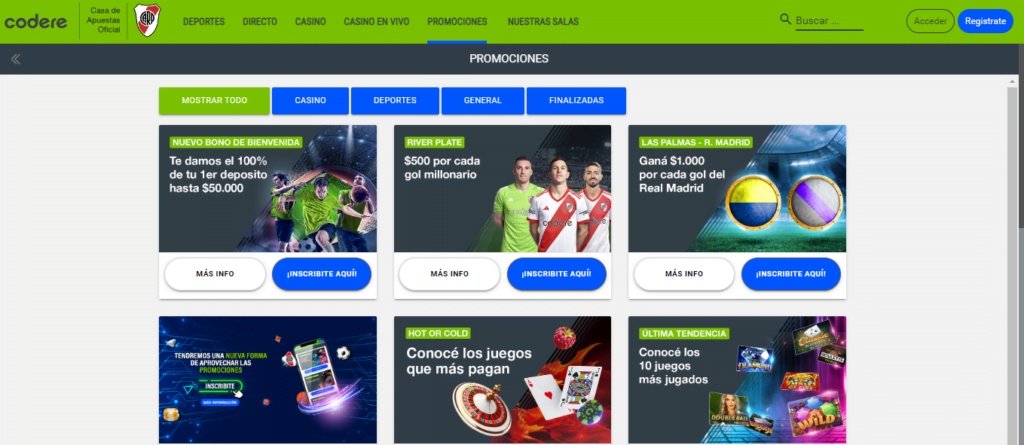 codere slots destacados argentina